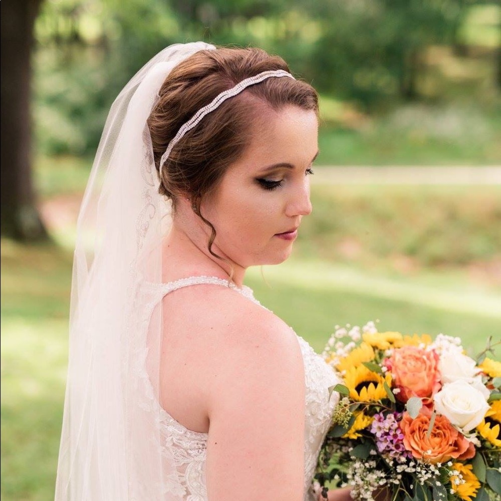 David’s Bridal Crystal Tie Back Ribbon Headband